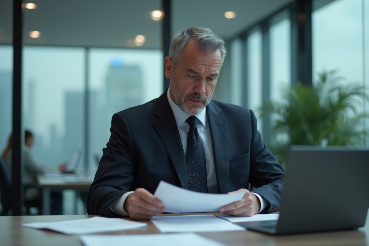 Homme d'affaires en costume dans un bureau moderne