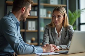 Femme en coaching professionnel dans un bureau moderne