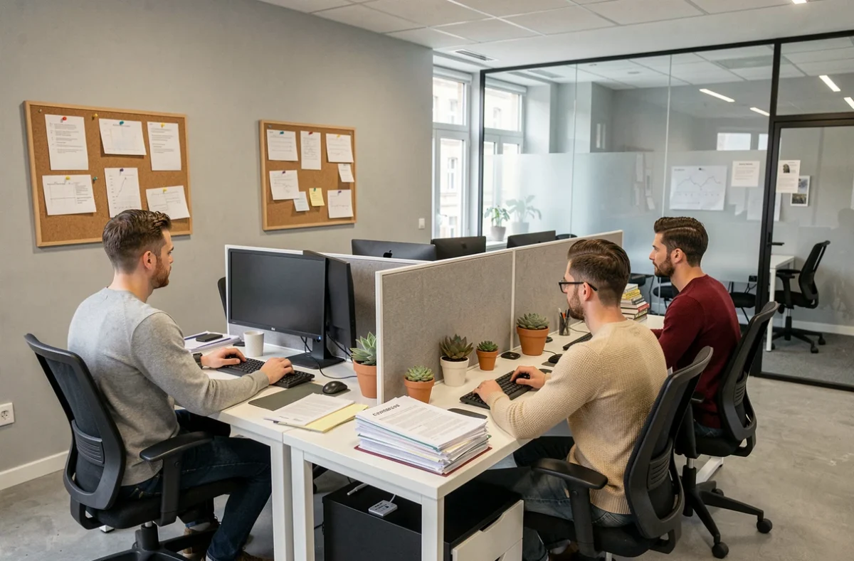 Espace de coworking CRO-WORK-IN à Cronenbourg avec des professionnels travaillant à des postes individuels dans un cadre accueillant et fonctionnel