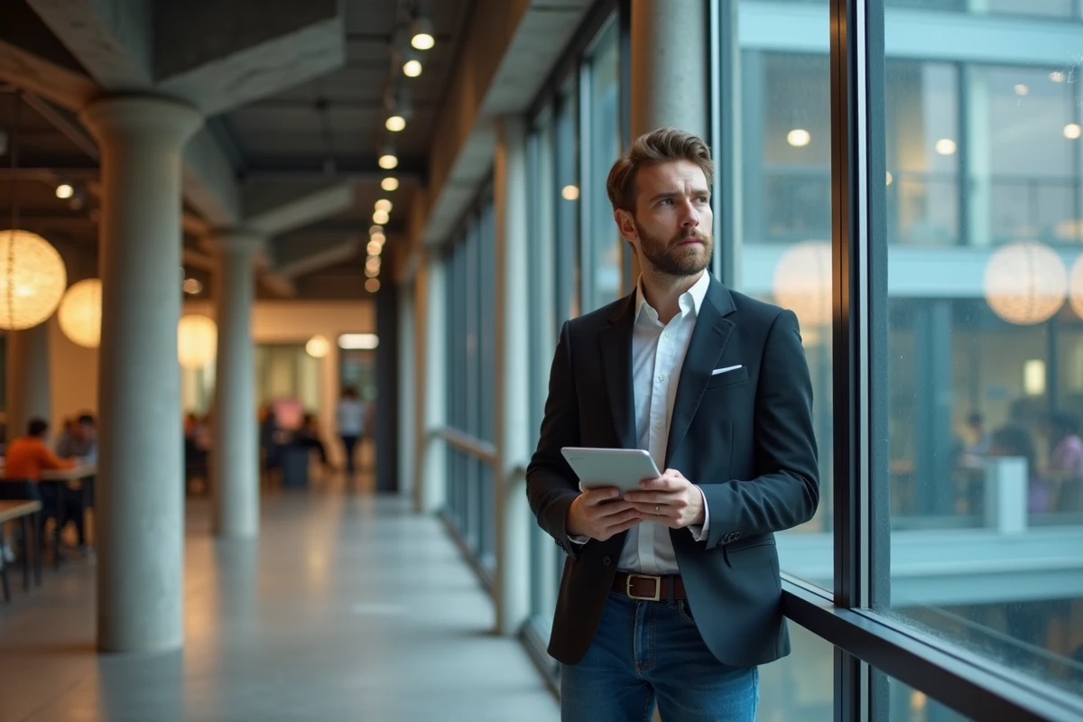 Entrepreneur seul travaillant à Station F Paris