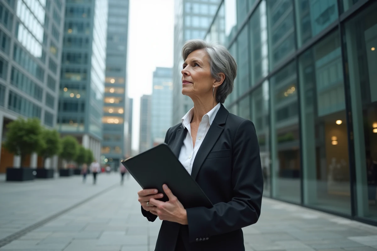 Femme d affaires regardant la ville depuis un bâtiment moderne