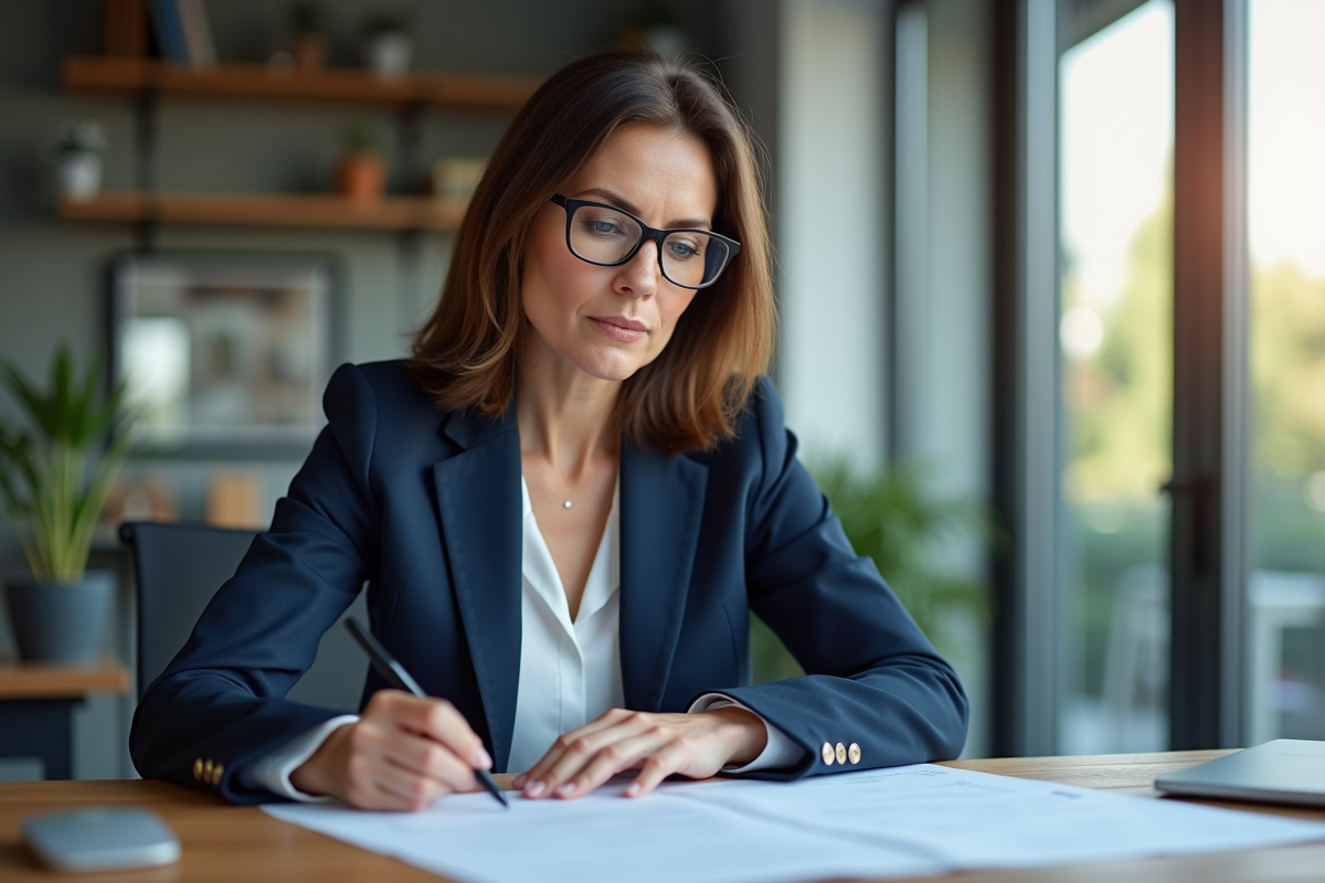 Femme d'affaires en réunion dans un bureau moderne