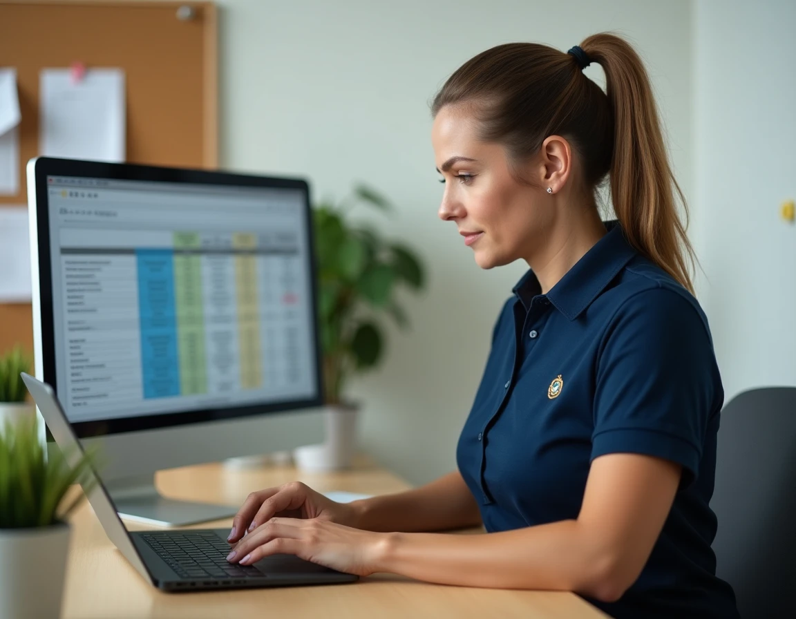 Responsable administrative de club sportif gérant les adhérents via un extranet de gestion sur ordinateur portable