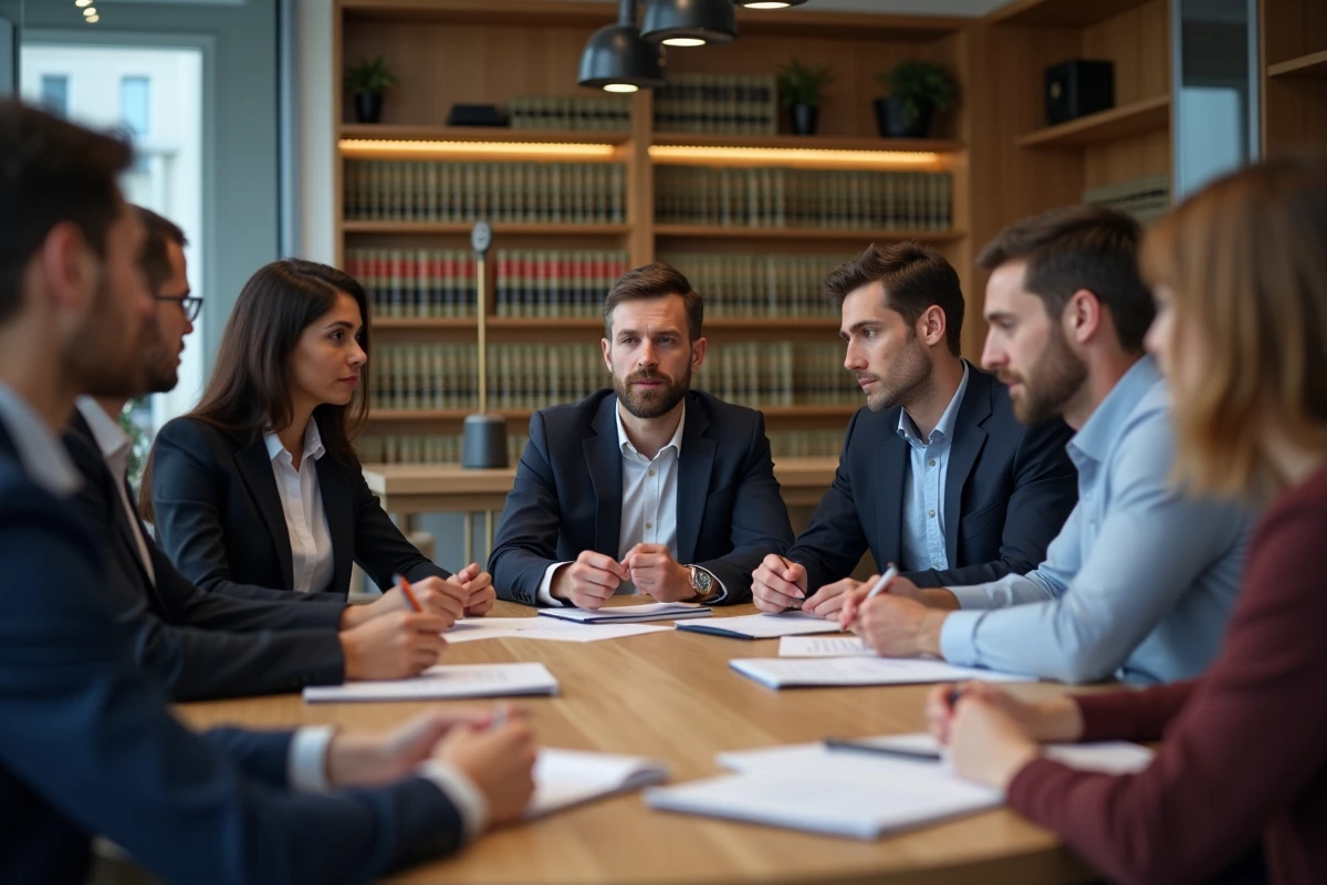 Groupe de professionnels en réunion dans un bureau moderne
