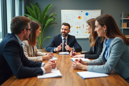 Groupe de professionnels en réunion d'affaires