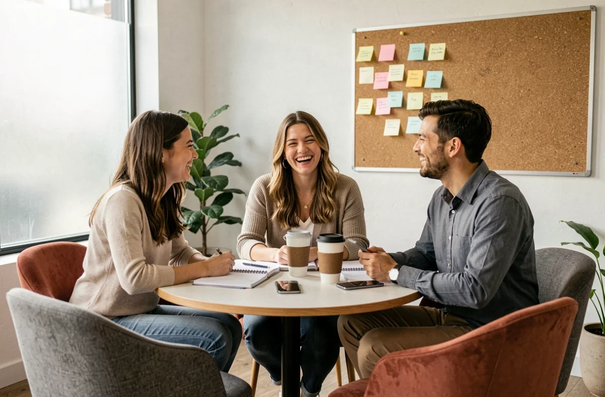 Groupe de jeunes professionnels en réunion collaborative dans un espace de coworking abordable à Pessac