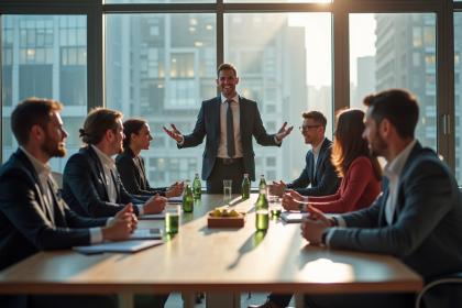 Groupe de professionnels divers en réunion de travail