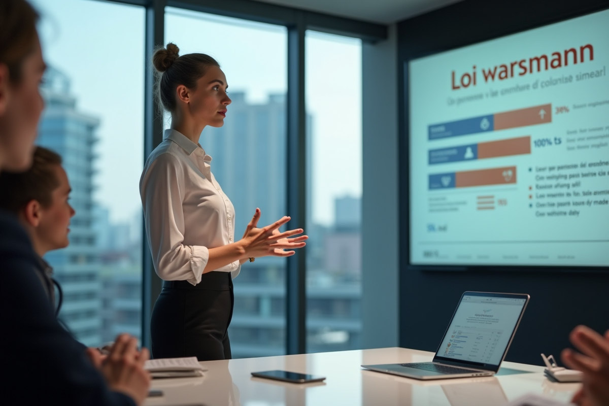 Jeune femme expliquant la loi Warsmann lors d