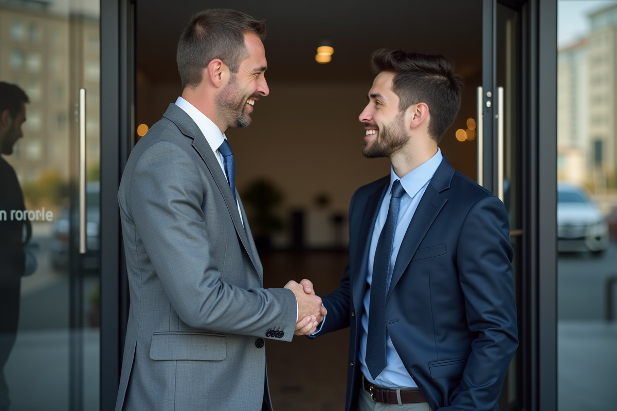 Manager accueillant un stagiaire à l