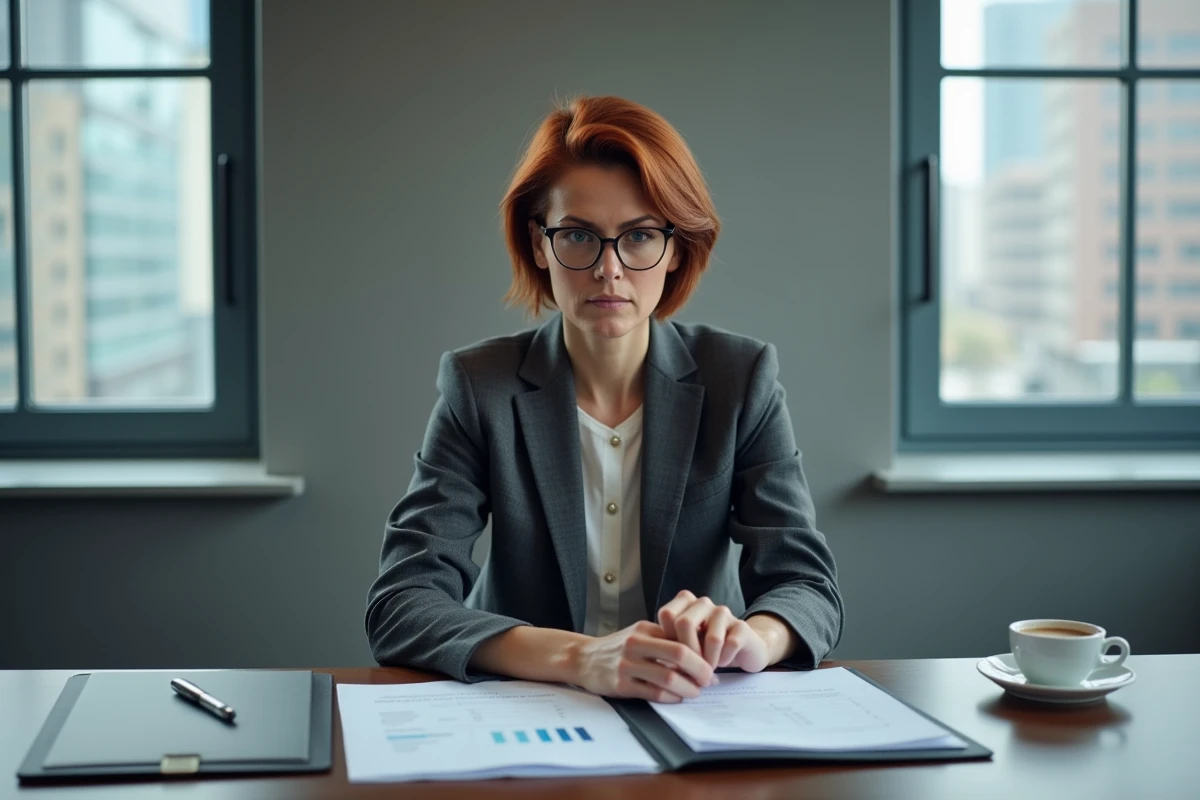 Responsable RH analysant les résultats d'un test d'évaluation cognitive PI en réunion professionnelle