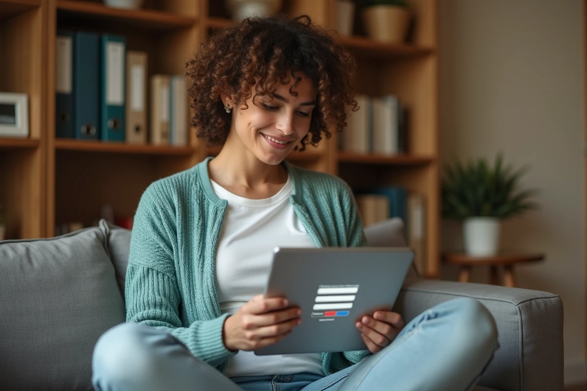 Jeune femme en télétravail confrontée à un problème de mot de passe oublié sur une interface de connexion